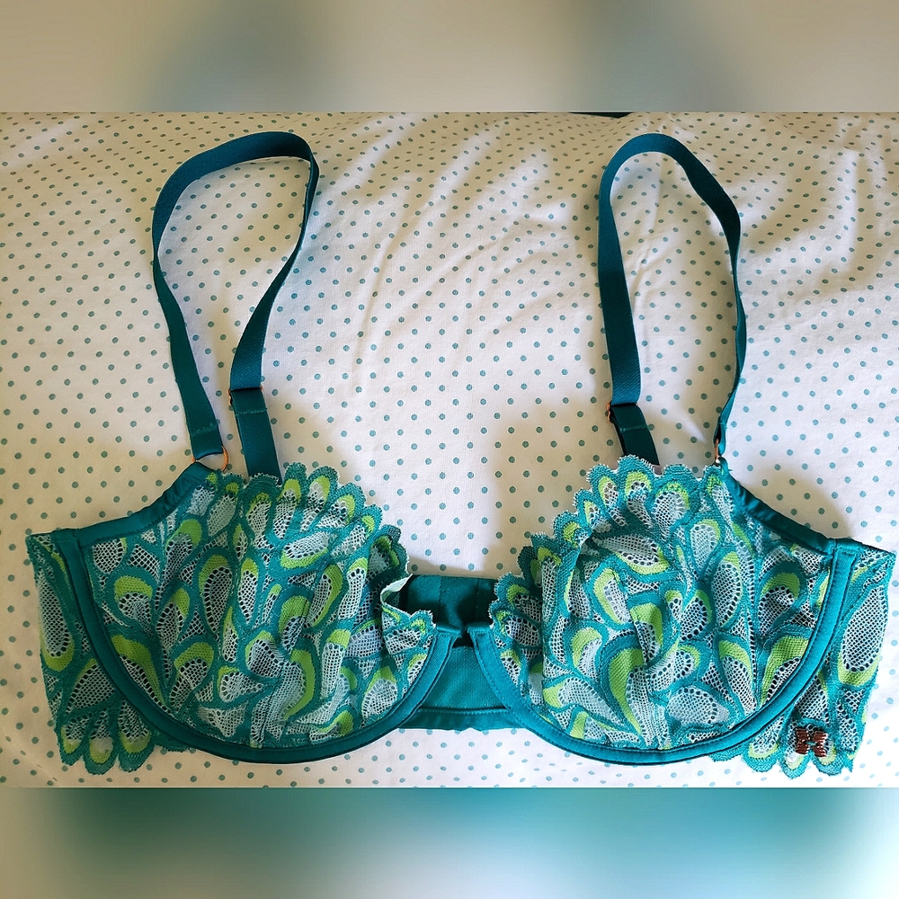 Fenty Savage Not Sorry Teal Lace Bra
